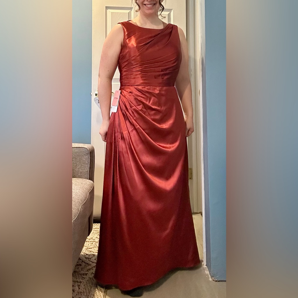 Elegant Burnt Orange (Vermillion) Satin Gown